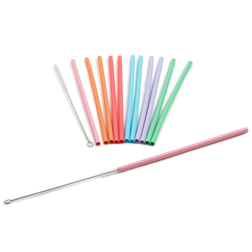 14-Piece Silicone Straw & Straw Cleaner Set